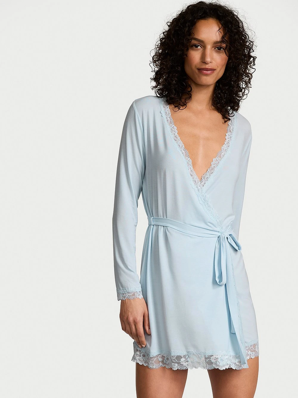 Victoria's Secret Modal Soft Lace-Trim Wrap Robe 1 Victoria's Secret Modal Soft Lace-Trim Wrap Robe