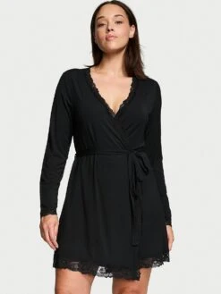 Victoria's Secret Modal Soft Lace-Trim Wrap Robe 19 Victoria's Secret Modal Soft Lace-Trim Wrap Robe -Underwear Promotional Store 1123702254A2 OM F