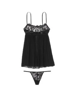 Dare To Dream Lace Pleated Babydoll Set -Underwear Promotional Store 1124936754A2 OF F
