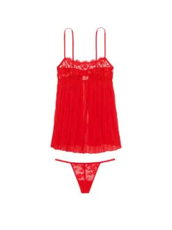 Dare To Dream Lace Pleated Babydoll Set -Underwear Promotional Store 1124936792Q4 OF F