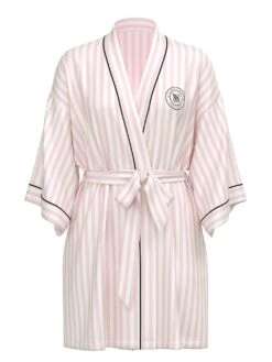 Victoria's Secret Satin Short Piped Robe -Underwear Promotional Store 112500225W3S OF F DGA