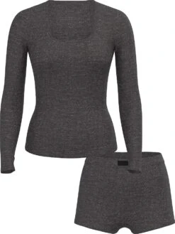 Victoria's Secret Ribbed Modal Scoop Long-Sleeve Shortie Set -Underwear Promotional Store 112505171NG2 OF F DGA