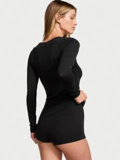 Victoria's Secret Ribbed Modal Scoop Long-Sleeve Shortie Set -Underwear Promotional Store 1125051754A2 OM B