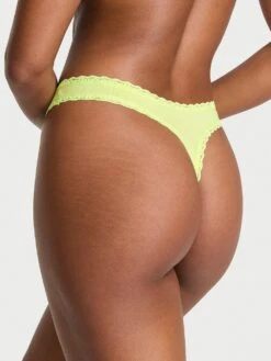 Cotton Pointelle Lace-Waist Thong -Underwear Promotional Store 112514542HLE OM B 1