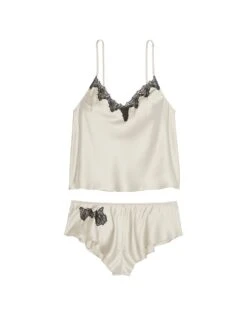 Victoria's Secret Satin Rose Lace-Trim Cami & Flutter Short Set 10 Victoria's Secret Satin Rose Lace-Trim Cami & Flutter Short Set -Underwear Promotional Store 1125323134H5 OF F