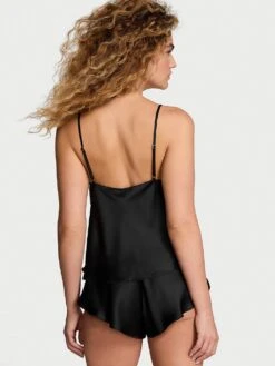 Victoria's Secret Satin Rose Lace-Trim Cami & Flutter Short Set 14 Victoria's Secret Satin Rose Lace-Trim Cami & Flutter Short Set -Underwear Promotional Store 1125323154A2 OM B