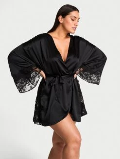 Satin & Lace Trim Robe