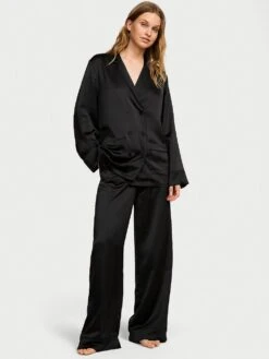 Victoria's Secret Luxe Satin Double-Breasted Long Pajama Set