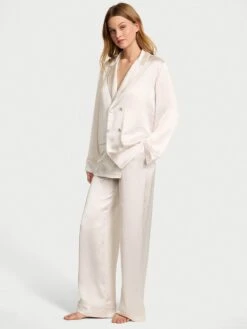 Victoria's Secret Luxe Satin Double-Breasted Long Pajama Set -Underwear Promotional Store 112537316BRQ OM F
