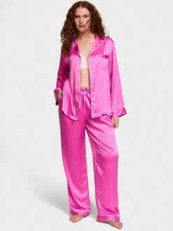 Victoria's Secret Glazed Satin Long Pajama Set -Underwear Promotional Store 1125414183S2 OM F