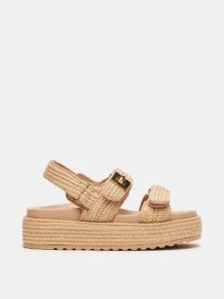 Steve Madden Bigmona Natural Raffia Platform Sandals