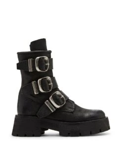 Steve Madden Roland Black Leather Ankle Booties