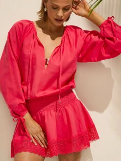 Beachwear Linen Lace-Trim Dress