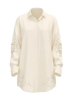 Beachwear Linen Lace-Trim Shirt -Underwear Promotional Store 1126227135Y1 OF F