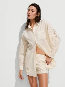 Beachwear Linen Lace-Trim Shirt
