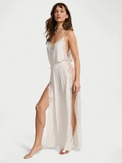Victoria's Secret Ribbed Modal Lace-Trim Long Slip Dress -Underwear Promotional Store 1126263434Y5 OM F