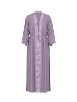 Victoria's Secret Ribbed Modal Lace-Trim Long Robe -Underwear Promotional Store 1126264400P5 OF F