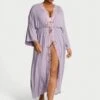 Victoria's Secret Ribbed Modal Lace-Trim Long Robe