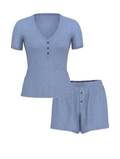 Victoria's Secret Pointelle Modal Henley Tee & Boxer Short Set -Underwear Promotional Store 112627421J3W OF F