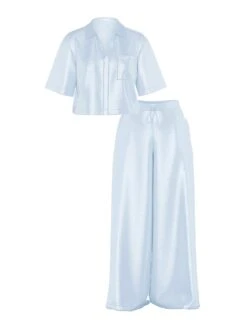 Victoria's Secret Luxe Satin Boxy Cropped Long Pajama Set -Underwear Promotional Store 1126276012M7 OF F