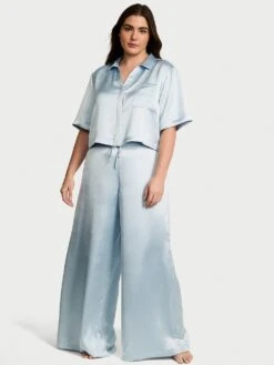 Victoria's Secret Luxe Satin Boxy Cropped Long Pajama Set
