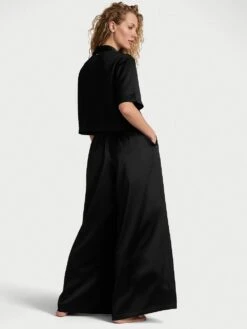 Victoria's Secret Luxe Satin Boxy Cropped Long Pajama Set -Underwear Promotional Store 1126276054A2 OM B