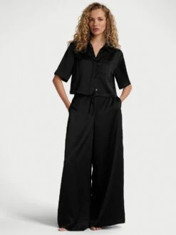 Victoria's Secret Luxe Satin Boxy Cropped Long Pajama Set -Underwear Promotional Store 1126276054A2 OM F
