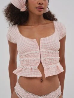 Petal Pink Gingham Bustier -Underwear Promotional Store 1126442072S1 OF F
