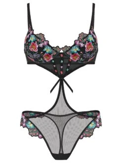 Dark Blossom Lightly Lined Low-Cut Demi Teddy -Underwear Promotional Store 1126495176EJ OF F