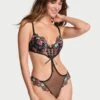 Dark Blossom Lightly Lined Low-Cut Demi Teddy