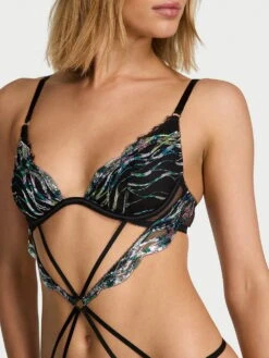 Siren Shimmer Embroidery Strappy Teddy -Underwear Promotional Store 1126495376DD OF DET