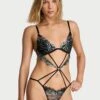 Siren Shimmer Embroidery Strappy Teddy
