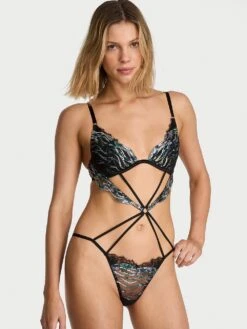 Siren Shimmer Embroidery Strappy Teddy