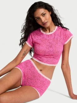 Victoria's Secret Tease Lacie Tee & Shorts Set -Underwear Promotional Store 112650567BKF OM F
