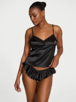 Victoria's Secret Tease Satin Lace-Trim Cami & Flutter Shorts Set 14 Victoria's Secret Tease Satin Lace-Trim Cami & Flutter Shorts Set -Underwear Promotional Store 1126505754A2 OM F