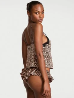 Victoria's Secret Tease Satin Lace-Trim Cami & Flutter Shorts Set 17 Victoria's Secret Tease Satin Lace-Trim Cami & Flutter Shorts Set -Underwear Promotional Store 112650577BHK OM B