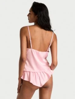 Victoria's Secret Tease Satin Lace-Trim Cami & Flutter Shorts Set 21 Victoria's Secret Tease Satin Lace-Trim Cami & Flutter Shorts Set -Underwear Promotional Store 112650577BKC OM B