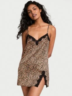 Victoria's Secret Tease Satin Lace-Trim Mini Slip -Underwear Promotional Store 112650597BHK OM F