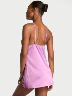 Victoria's Secret Tease Satin Lace-Trim Mini Slip -Underwear Promotional Store 112650597BKB OM B