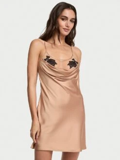 Victoria's Secret Sheer Rose Satin Draped Mini Slip 9 Victoria's Secret Sheer Rose Satin Draped Mini Slip -Underwear Promotional Store 1126506565H8 OM F