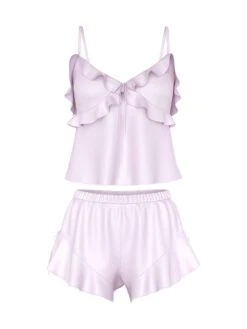 Silky Flutter Ruffled Cami & Shorts Set -Underwear Promotional Store 1126506814EV OF F