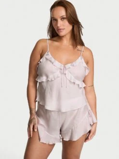 Silky Flutter Ruffled Cami & Shorts Set -Underwear Promotional Store 112650685ZP0 OM F