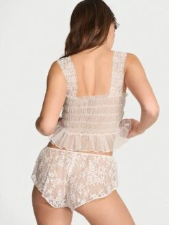 Victoria's Secret Dare To Dream Lace Sheer Cami & Flutter Short Set -Underwear Promotional Store 1126507234Y5 OM B
