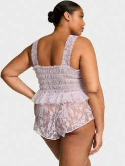 Victoria's Secret Dare To Dream Lace Sheer Cami & Flutter Short Set -Underwear Promotional Store 112650723RZM OM B