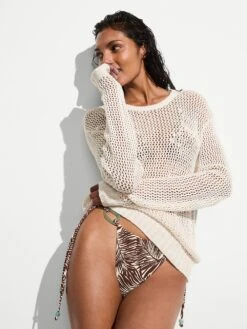 Beachwear Crochet Crewneck Sweater -Underwear Promotional Store 1126532068H0 OM F