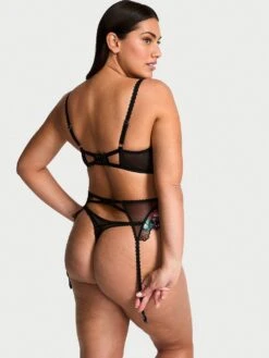 Dark Blossom Embroidery Garter Belt -Underwear Promotional Store 1126541076EJ OM B