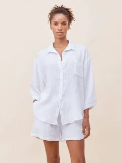 Ashley Textured Cotton Boxer Pajama Set